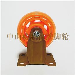 4寸橙色透明PU灌注轮固定脚轮